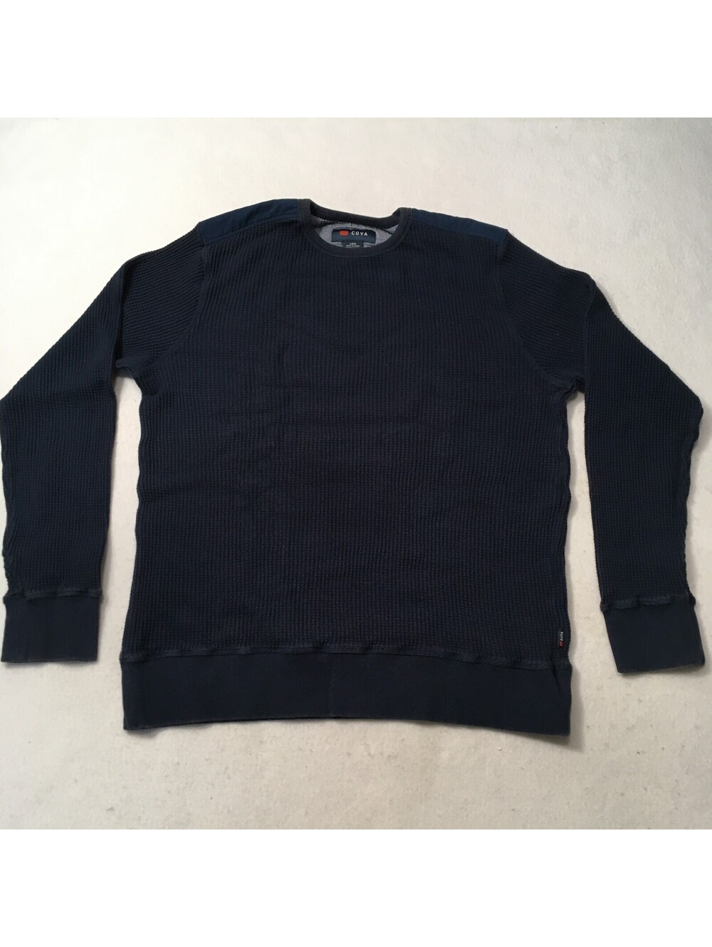 Shirt Mens LARGE Blue Thermal Long Sleeve Waffle Tee COVA